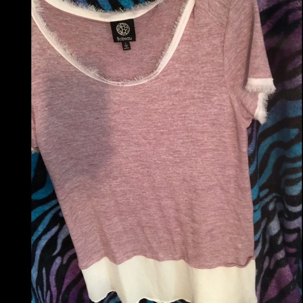 White and light purple shirt